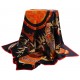 100% Silk Scarf, Extra-Large, Bamboo & Vase, Orange and Black