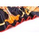 100% Silk Scarf, Extra-Large, Bamboo & Vase, Orange and Black
