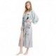 Grace Silk 100% Silk Long Robe Kimono, Butterflies, Silver