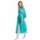 Grace Silk 100% Silk Long Robe Kimono, Aquilaria Blossom, Ocean Green