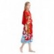 Grace Silk 100% Silk Long Robe Kimono, Hand Painted, Dragons of Sea and Sky, Scarlet