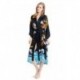 Grace Silk 100% Silk Long Robe Kimono, Hand Painted, Dragons of Sea and Sky, Black