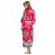 Grace Silk 100% Silk Long Robe Kimono, Blossom Bouquets, Fuchsia