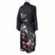 Grace Silk 100% Silk Short Robe Kimono, Avian Garden, Black