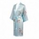 Grace Silk 100% Silk Short Robe Kimono, Plum Blossoms, Light Blue