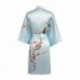 Grace Silk 100% Silk Short Robe Kimono, Plum Blossoms, Light Blue