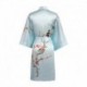 Grace Silk 100% Silk Short Robe Kimono, Plum Blossoms, Light Blue