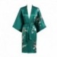 Grace Silk 100% Silk Short Robe Kimono, Plum Blossoms, Green