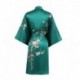 Grace Silk 100% Silk Short Robe Kimono, Plum Blossoms, Green