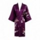 Grace Silk 100% Silk Short Robe Kimono, Plum Blossoms, Purple