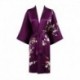 Grace Silk 100% Silk Short Robe Kimono, Plum Blossoms, Purple