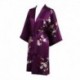 Grace Silk 100% Silk Short Robe Kimono, Plum Blossoms, Purple