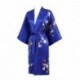 Grace Silk 100% Silk Short Robe Kimono, Plum Blossoms, Blue