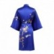 Grace Silk 100% Silk Short Robe Kimono, Plum Blossoms, Blue