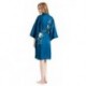 Grace Silk 100% Silk Short Robe Kimono, Birds & Blossoms, Dark BlueGreen