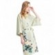 Grace Silk 100% Silk Short Robe Kimono, Birds & Blossoms, Light Olive