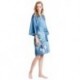 Grace Silk 100% Silk Short Robe Kimono, Floral Beauty, Cerulean Blue