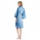 Grace Silk 100% Silk Short Robe Kimono, Floral Beauty, Cerulean Blue