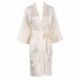 Grace Silk 100% Silk Short Robe Kimono, Branches & Blossoms, Peach