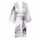 Grace Silk 100% Silk Short Robe Kimono, Mountain Mist, White