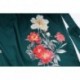 Grace Silk 100% Silk Short Robe Kimono, Fragrant Garden, Teal