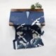 Grace Silk 100% Silk Short Robe Kimono, Cranes Over The Sea, Blue