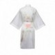 Grace Silk 100% Silk Short Robe Kimono, Peacock Paradise, White