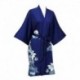 Grace Silk 100% Silk Short Robe Kimono, Lotus Seed, Blue