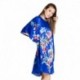 Grace Silk 100% Silk Nightgown, Floral Embroidery, Blue