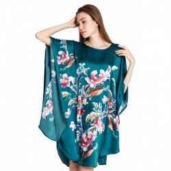 Grace Silk 100% Silk Nightgown, Floral Embroidery, Teal