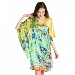 Grace Silk 100% Silk Nightgown, Van Gogh Irises, Yellow