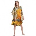 Grace Silk 100% Silk Nightgown, Autumn Foliage Oil Painting, Multicoloured