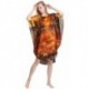 Grace Silk 100% Silk Nightgown, Autumn Village, Orange & Black