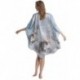 Grace Silk 100% Silk Nightgown, Floral Mural, Silver Blue