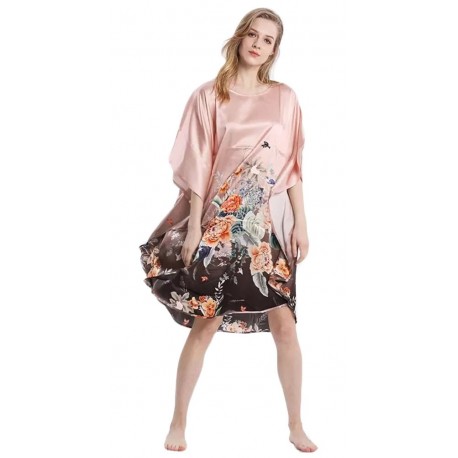Grace Silk 100% Silk Nightgown, Floral Fragrance, Pink