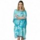 Grace Silk 100% Silk Nightgown, Hand Painted Peony & Bamboo Leaves, Blue