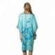 Grace Silk 100% Silk Nightgown, Hand Painted Peony & Bamboo Leaves, Blue