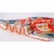 100% Silk Scarf, Extra-Large, Emperor's Gazebo, Red w Orange Trim