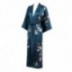 Grace Silk 100% Silk Long Robe Kimono, Plum Blossom, BlueGreen
