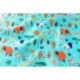 100% Silk Scarf, Petite Square, Charmeuse, Serengeti Safari, Light Turquoise