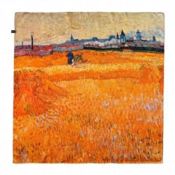 100% Silk Scarf, Large, Vincent van Gogh, Arles View from the Wheat Fields