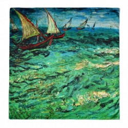 100% Silk Scarf, Large, Vincent van Gogh, Seascape near Les Saintes-Maries-de-la-Mer
