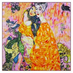 100% Silk Scarf With Hand Rolled Edges, Large, Gustav Klimt, Girlfriends