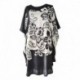 Grace Silk 100% Silk Nightgown, Black & White Bouquet