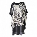 Grace Silk 100% Silk Nightgown, Black & White Bouquet
