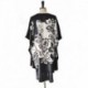 Grace Silk 100% Silk Nightgown, Black & White Bouquet