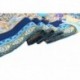 100% Silk Scarf With Hand Rolled Edges, Large, Divine Mandala Sunburst, Twill, Blue