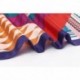 100% Silk Scarf With Hand Rolled Edges, Large, Popular Patterns, Multicolored w Purple Trim