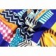 100% Silk Scarf With Hand Rolled Edges, Large, Popular Patterns, Multicolored w Blue Trim