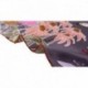 100% Silk Scarf With Hand Rolled Edges, Large, Butterfly Love Garden, Smoke with Burnt Orange Trim